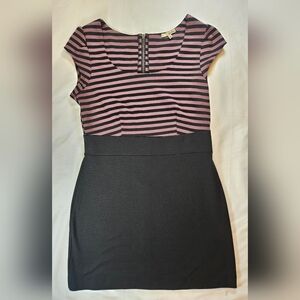 BeBop Juniors Black And Purple Striped Short Sleeve Zip Up Short Dress Size XL